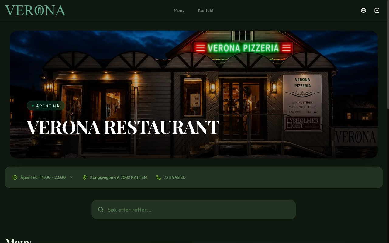 Verona Restaurant nettside